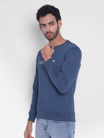 Blue Printed Sweatshirt-Men Sweatshirts-Crimsoune Club