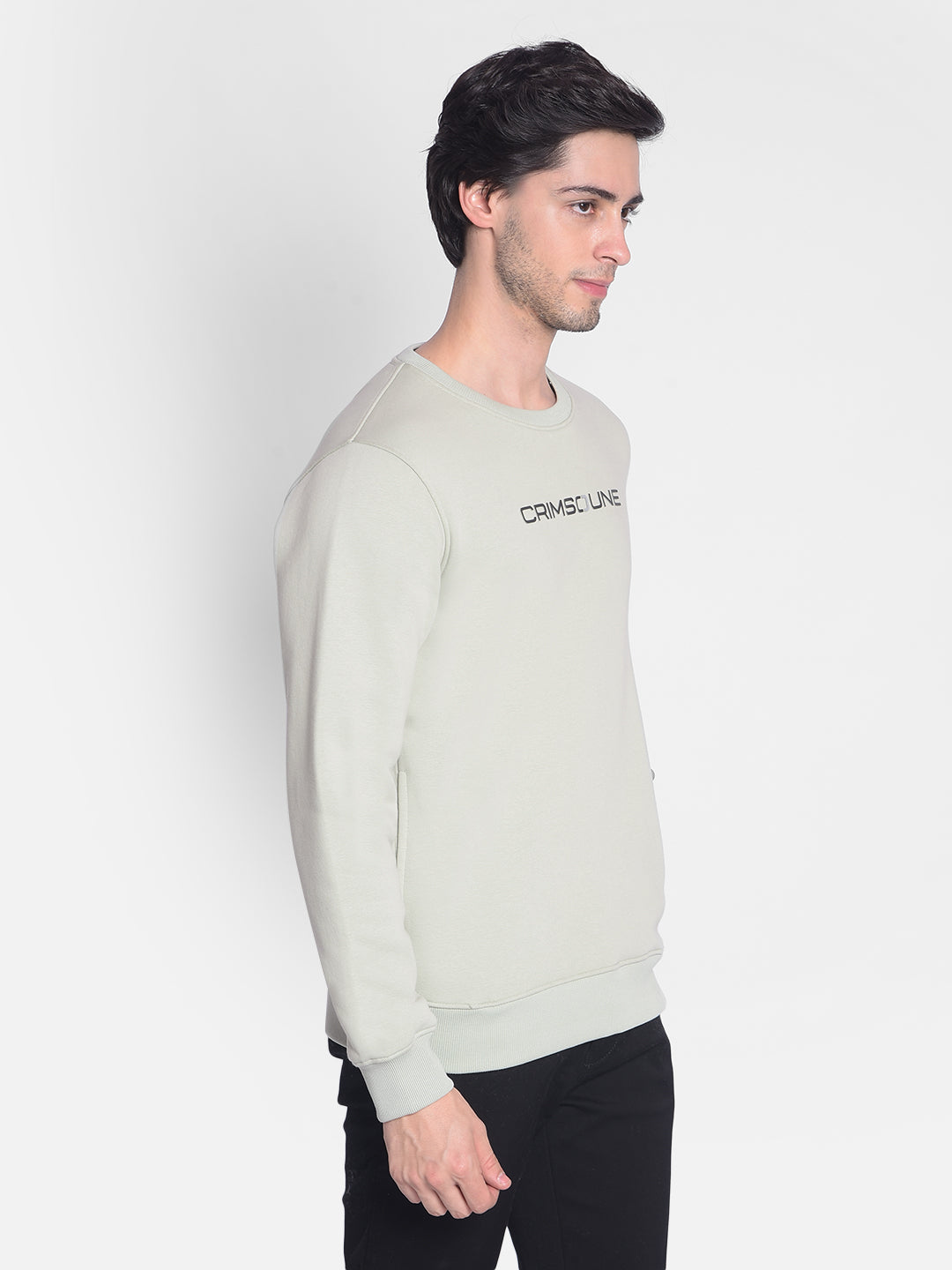 Green Printed Sweatshirt-Men Sweatshirts-Crimsoune Club