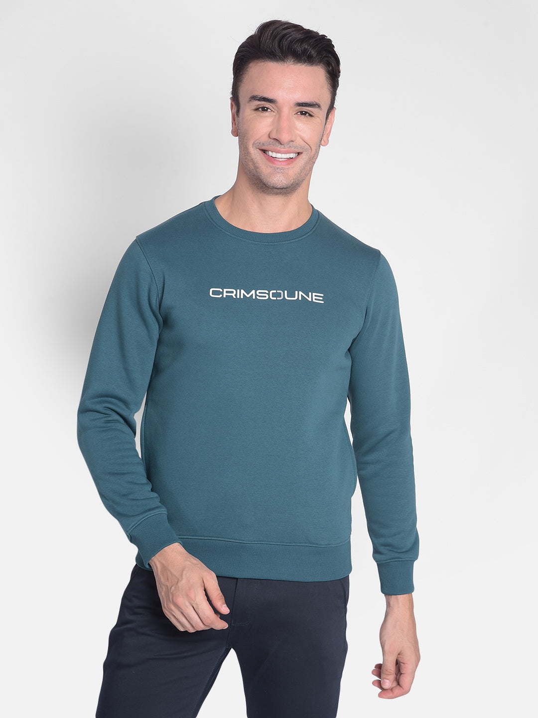 Green Printed Sweatshirt-Men Sweatshirts-Crimsoune Club