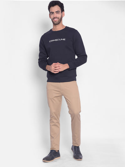 Navy Blue Printed Sweatshirt-Men Sweatshirts-Crimsoune Club