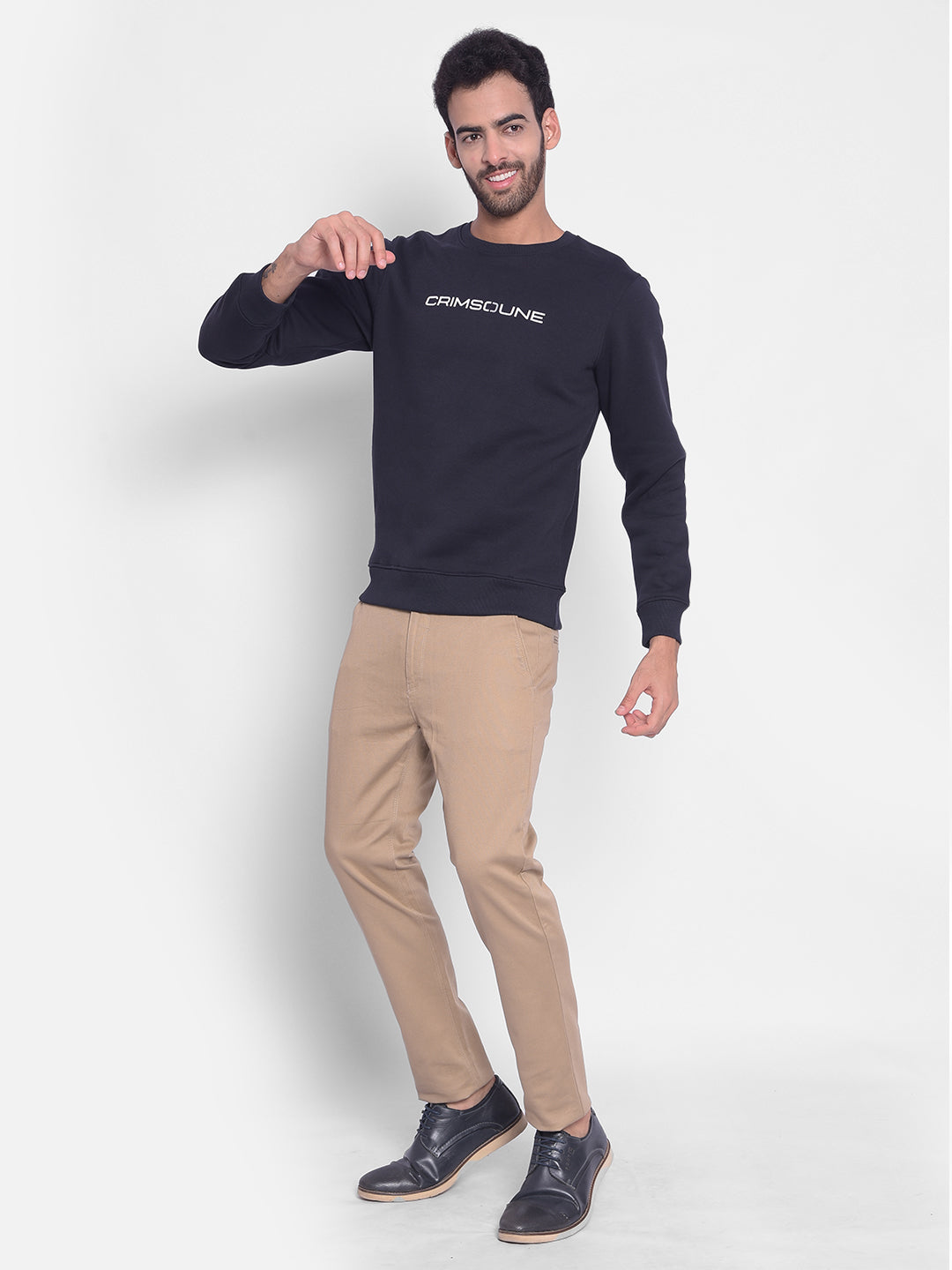 Navy Blue Printed Sweatshirt-Men Sweatshirts-Crimsoune Club