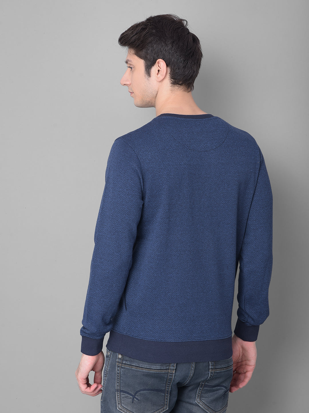 Navy Blue Printed Sweatshirt-Men Sweatshirts-Crimsoune Club