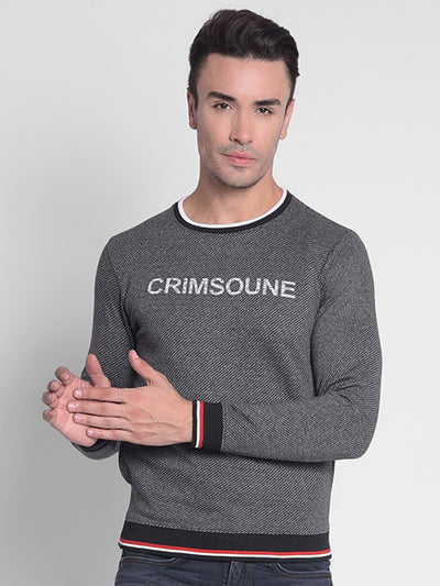 Grey Printed Sweatshirt-Men Sweatshirts-Crimsoune Club