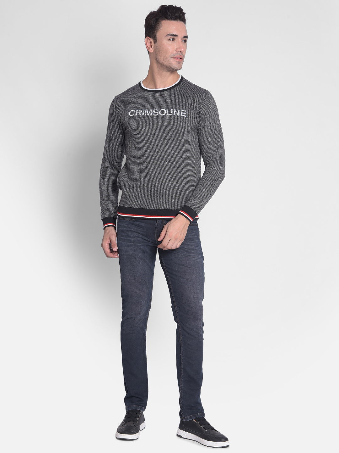 Grey Printed Sweatshirt-Men Sweatshirts-Crimsoune Club