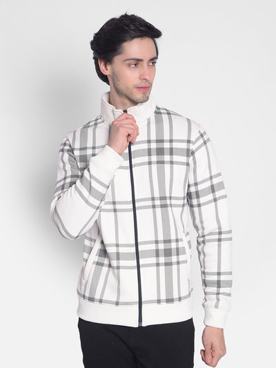 White Checked Sweatshirt-Men Sweatshirts-Crimsoune Club