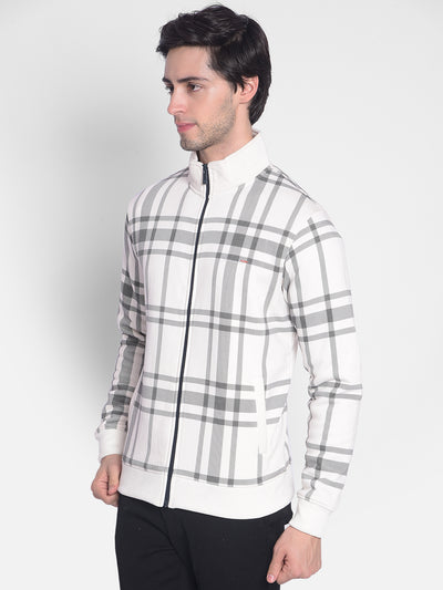 White Checked Sweatshirt-Men Sweatshirts-Crimsoune Club