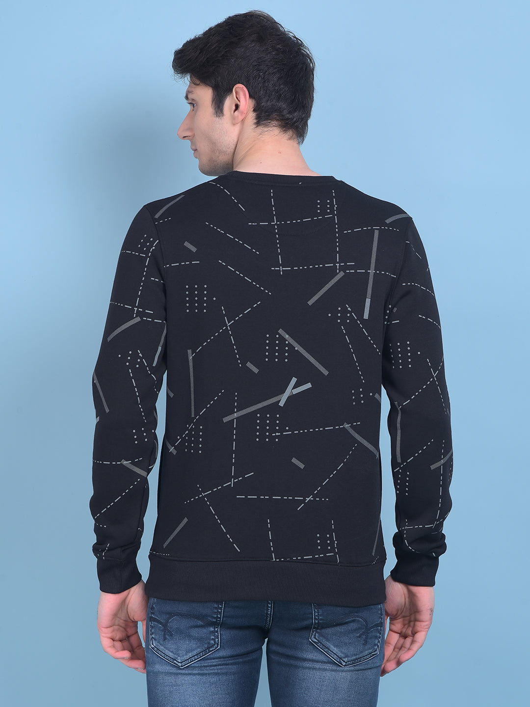 Black Printed Sweatshirt-Men Sweatshirts-Crimsoune Club