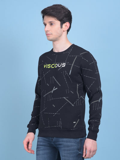 Black Printed Sweatshirt-Men Sweatshirts-Crimsoune Club