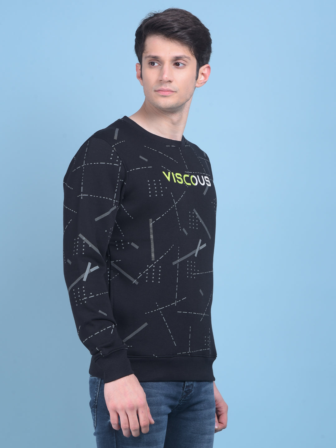 Black Printed Sweatshirt-Men Sweatshirts-Crimsoune Club