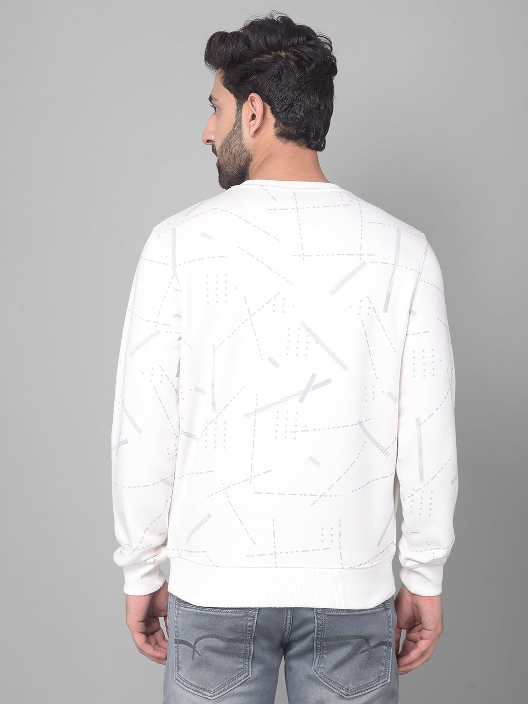 Off White Printed Sweatshirt-Men Sweatshirts-Crimsoune Club