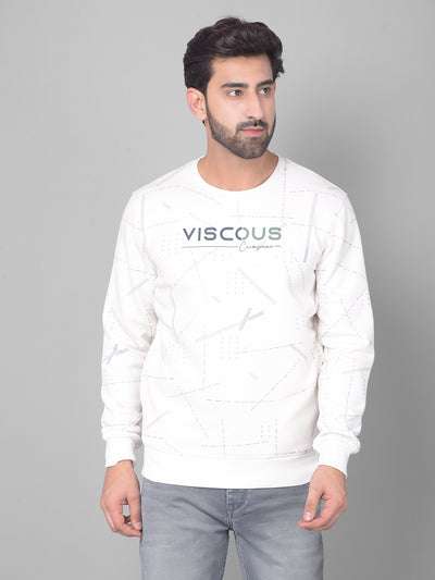 Off White Printed Sweatshirt-Men Sweatshirts-Crimsoune Club