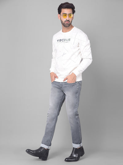 Off White Printed Sweatshirt-Men Sweatshirts-Crimsoune Club