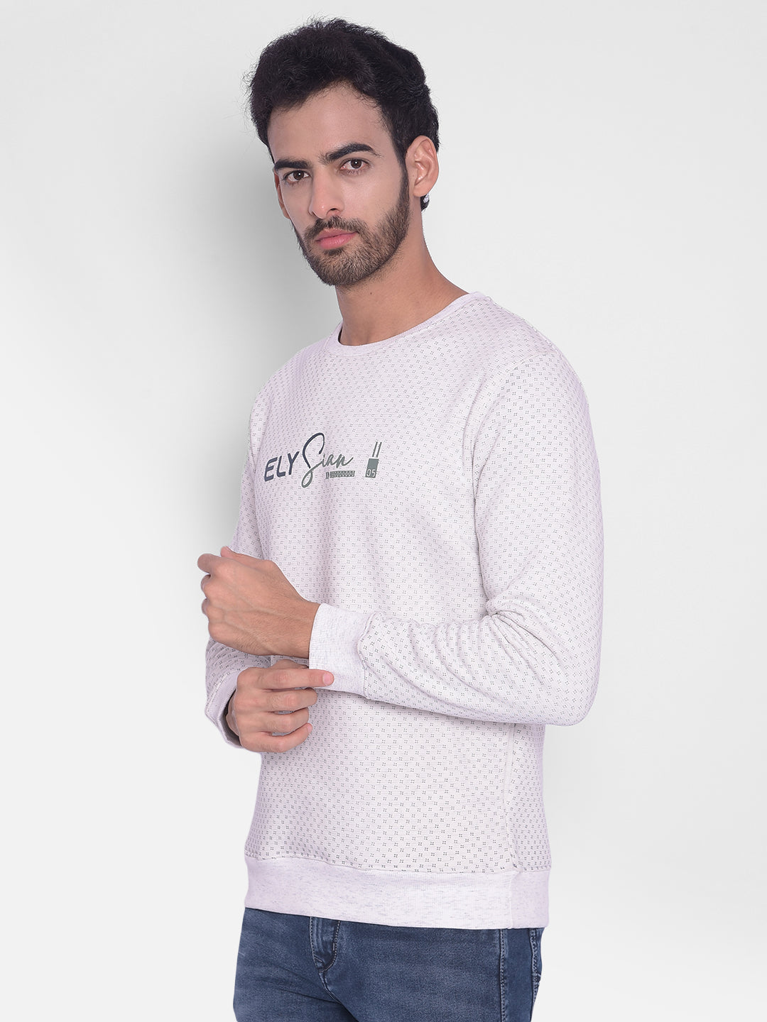 White Printed Sweatshirt-Mens Sweatshirts-Crimsoune Club