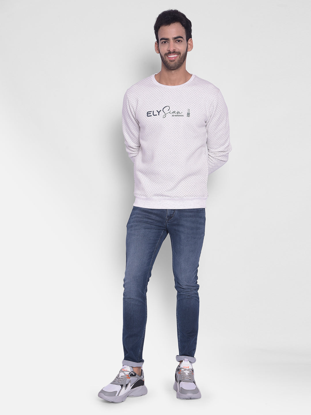 White Printed Sweatshirt-Mens Sweatshirts-Crimsoune Club