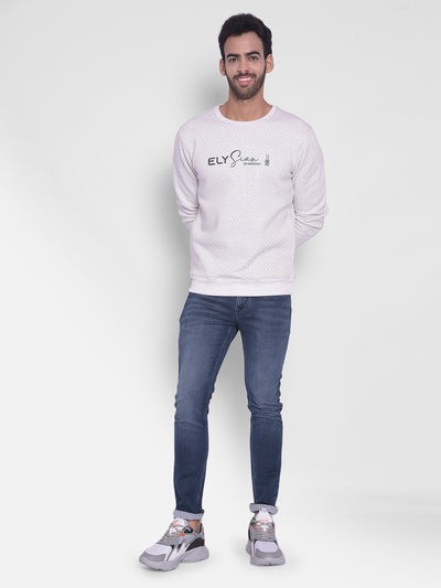 White Printed Sweatshirt-Mens Sweatshirts-Crimsoune Club