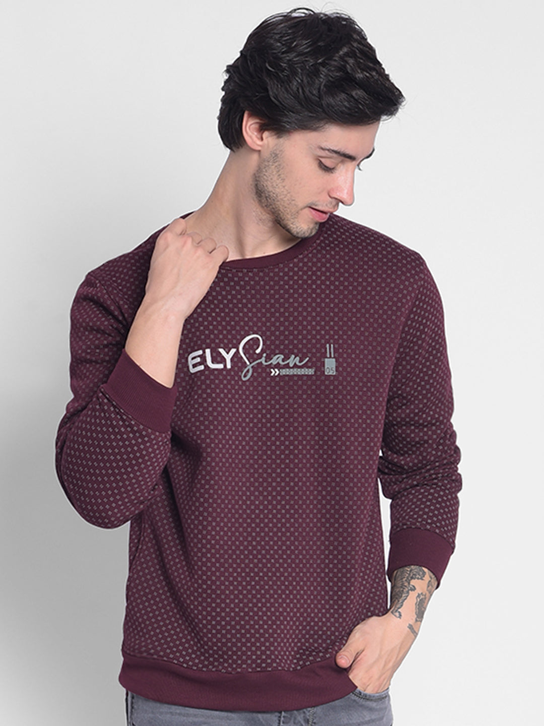 Wine Printed Sweatshirt-Men Sweatshirts-Crimsoune Club