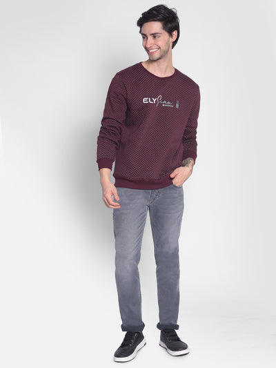 Wine Printed Sweatshirt-Men Sweatshirts-Crimsoune Club