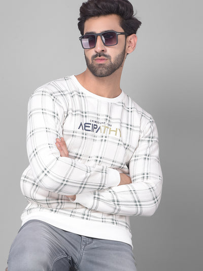 Off White Checked Sweatshirt-Men Sweatshirts-Crimsoune Club