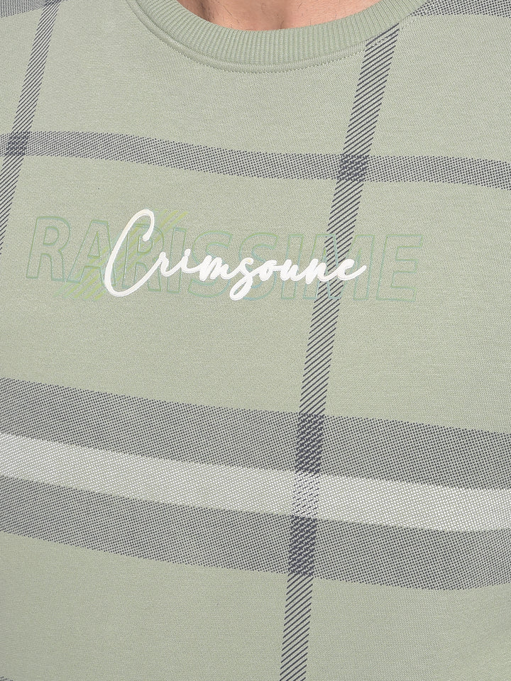 Green Checked Sweatshirt-Men Sweatshirts-Crimsoune Club
