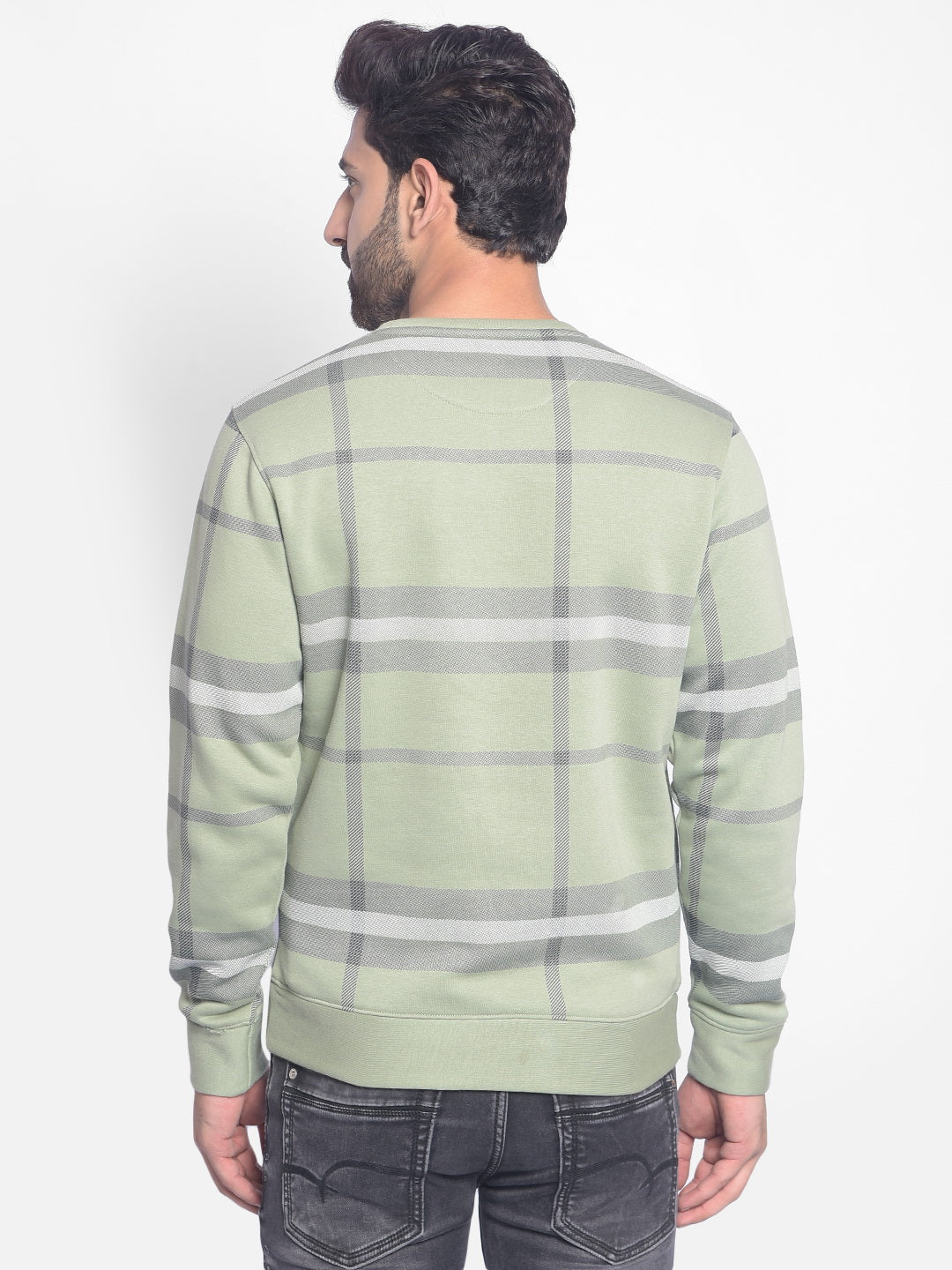 Green Checked Sweatshirt-Men Sweatshirts-Crimsoune Club