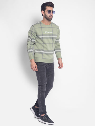 Green Checked Sweatshirt-Men Sweatshirts-Crimsoune Club