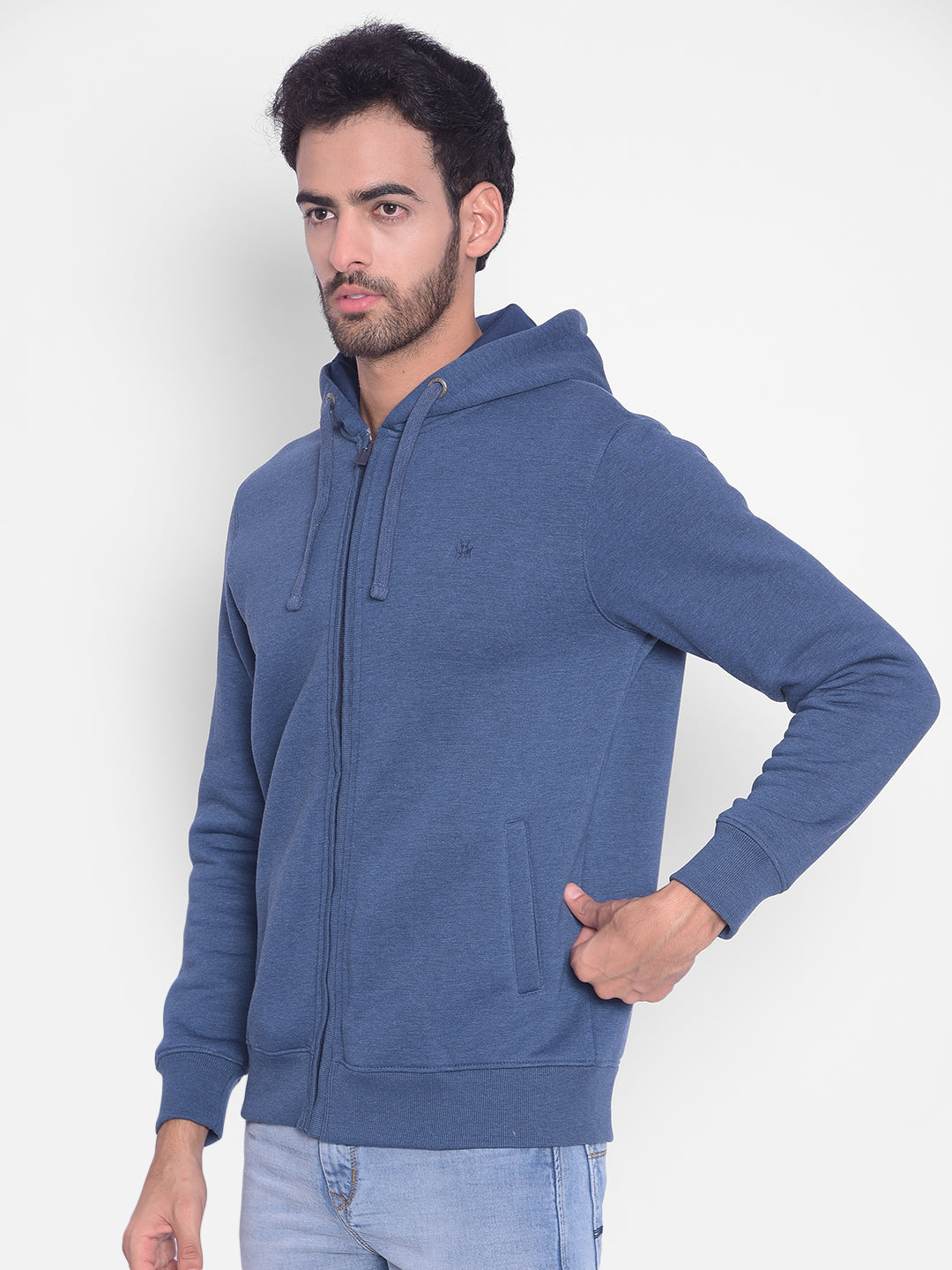 Navy Blue Hooded Sweatshirt-Men Sweatshirts-Crimsoune Club