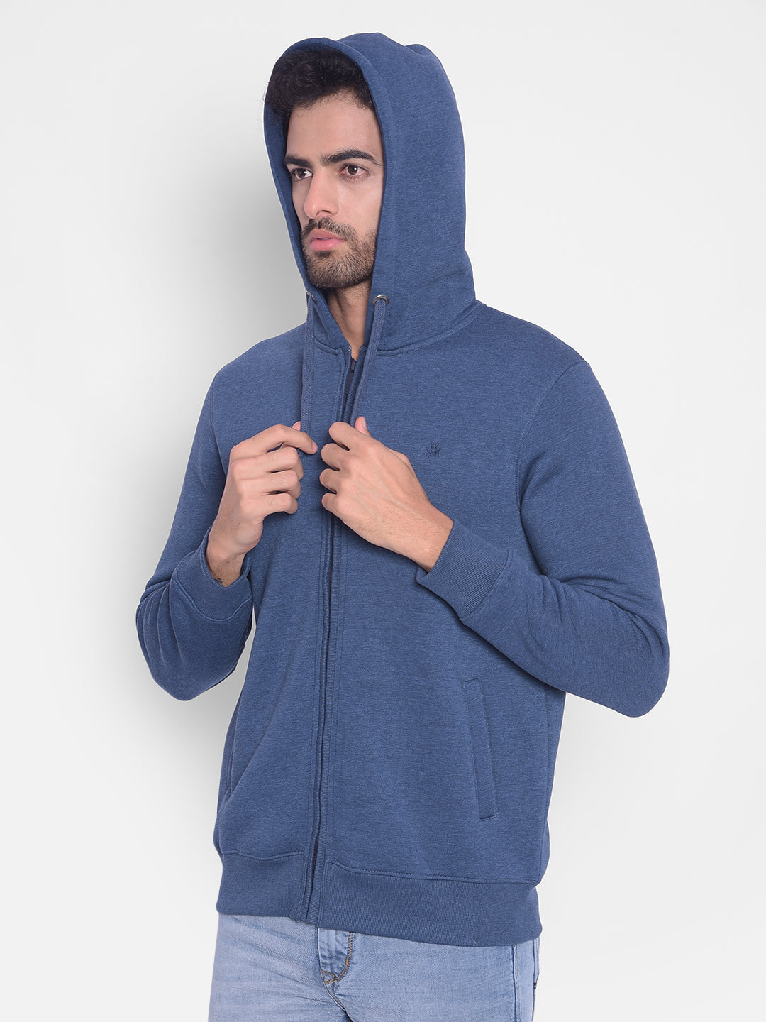 Navy Blue Hooded Sweatshirt-Men Sweatshirts-Crimsoune Club