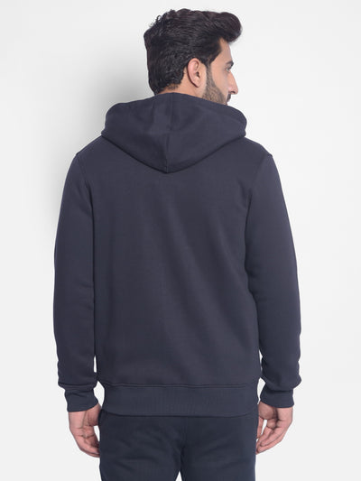 Navy Blue Hooded Sweatshirt-Men Sweatshirts-Crimsoune Club