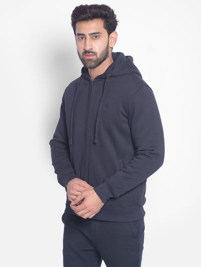 Navy Blue Hooded Sweatshirt-Men Sweatshirts-Crimsoune Club