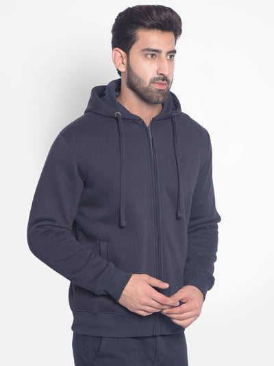 Navy Blue Hooded Sweatshirt-Men Sweatshirts-Crimsoune Club