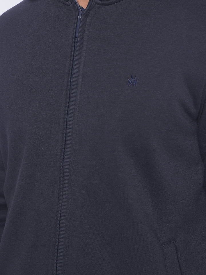 Navy Blue Hooded Sweatshirt-Men Sweatshirts-Crimsoune Club