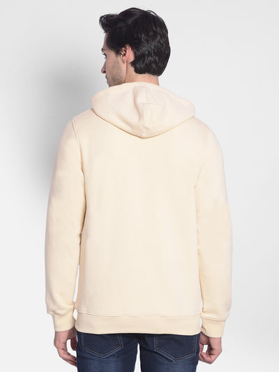Beige Hooded Front-Open Sweatshirt-Men Sweatshirts-Crimsoune Club