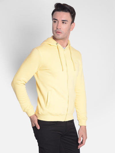 Yellow Hooded Front-Open Sweatshirt-Men Sweatshirts-Crimsoune Club
