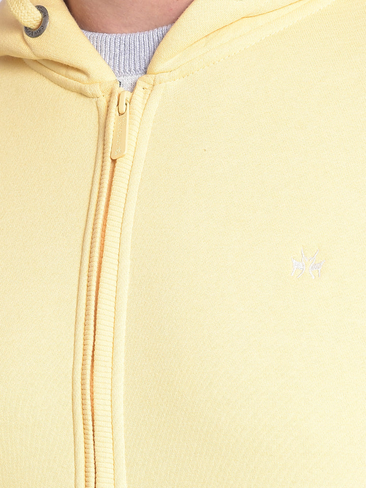 Yellow Hooded Front-Open Sweatshirt-Men Sweatshirts-Crimsoune Club