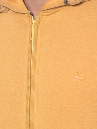 Mustard Hooded Sweatshirt-Men Sweatshirts-Crimsoune Club