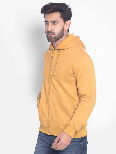 Mustard Hooded Sweatshirt-Men Sweatshirts-Crimsoune Club