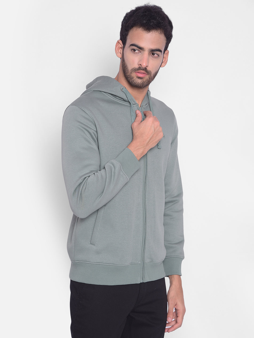 Green Hooded Sweatshirt-Men Sweatshirts-Crimsoune Club