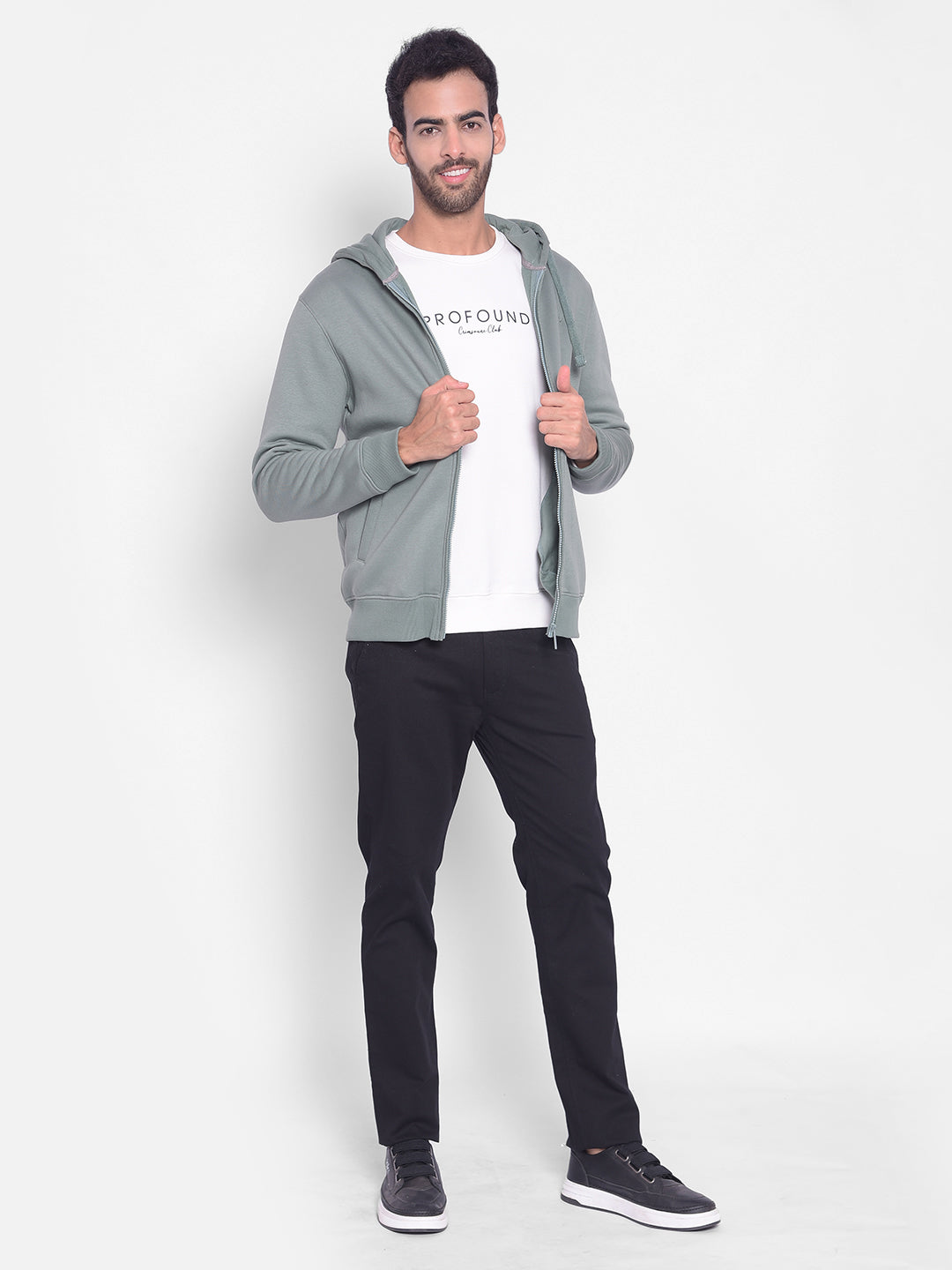 Green Hooded Sweatshirt-Men Sweatshirts-Crimsoune Club