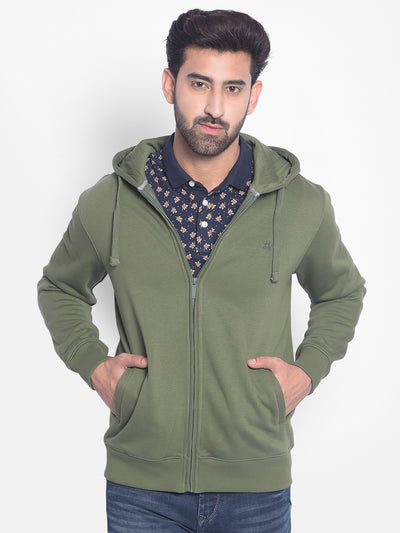 Olive Hooded Sweatshirt-Men Sweatshirts-Crimsoune Club