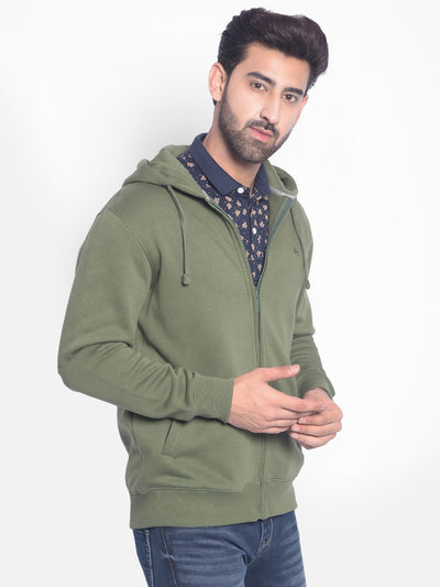 Olive Hooded Sweatshirt-Men Sweatshirts-Crimsoune Club