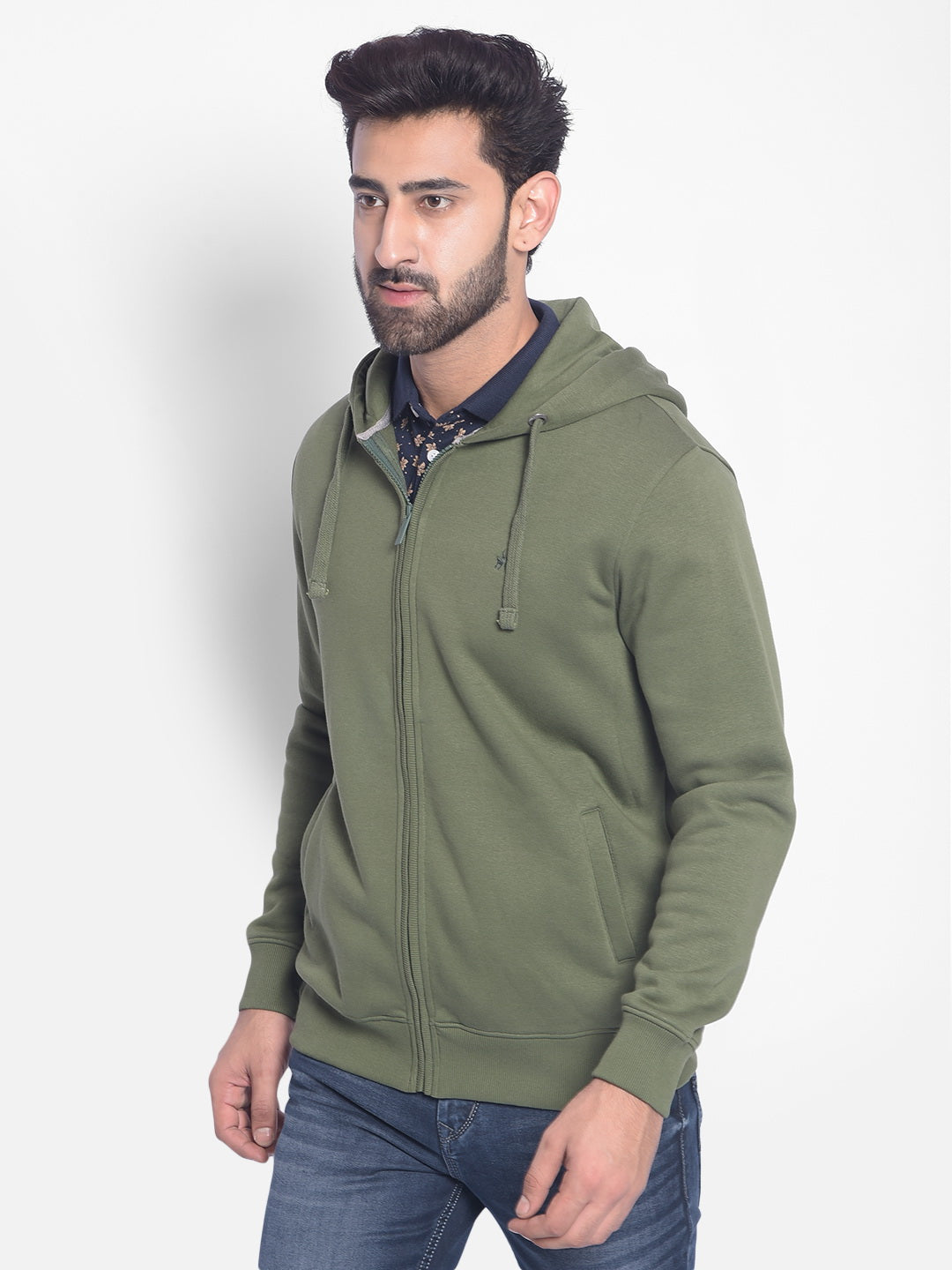 Olive Hooded Sweatshirt-Men Sweatshirts-Crimsoune Club