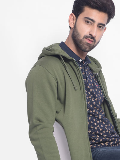 Olive Hooded Sweatshirt-Men Sweatshirts-Crimsoune Club