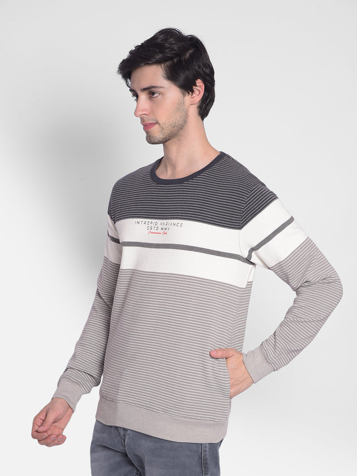 Grey Striped Sweatshirt-Men Sweatshirts-Crimsoune Club