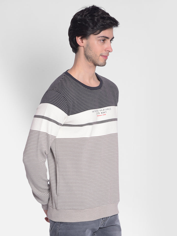 Grey Striped Sweatshirt-Men Sweatshirts-Crimsoune Club