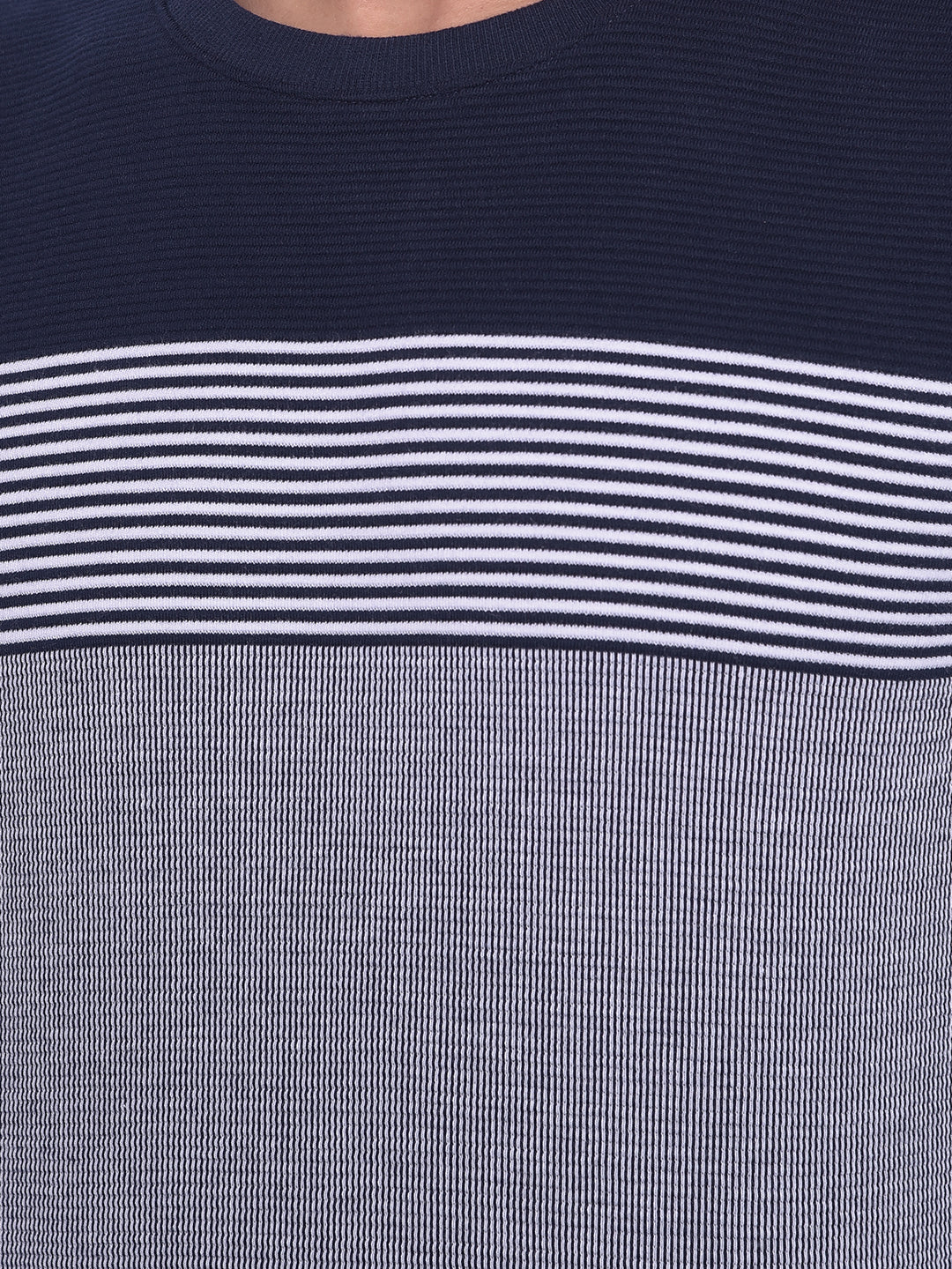 Navy Blue Striped Sweatshirt-Men Sweatshirts-Crimsoune Club