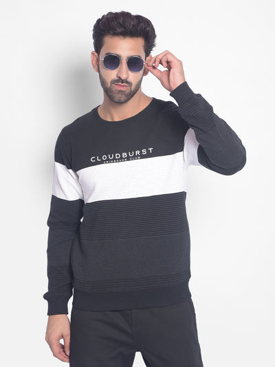 Black Colourblocked Sweatshirt-Men Sweatshirts-Crimsoune Club