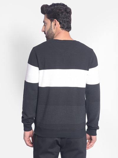 Black Colourblocked Sweatshirt-Men Sweatshirts-Crimsoune Club