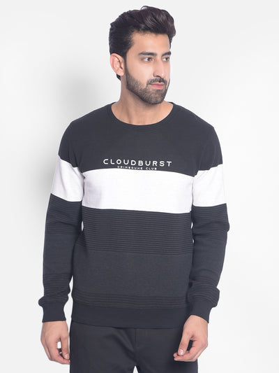 Black Colourblocked Sweatshirt-Men Sweatshirts-Crimsoune Club