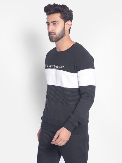 Black Colourblocked Sweatshirt-Men Sweatshirts-Crimsoune Club