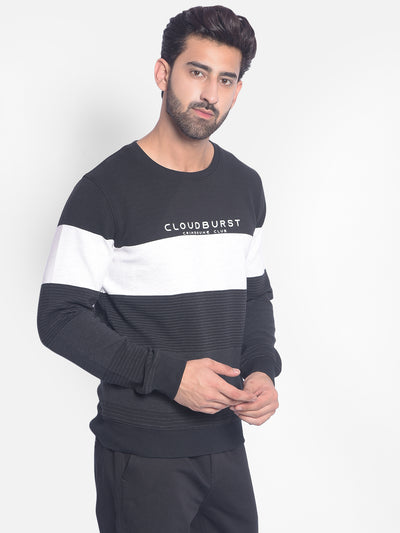 Black Colourblocked Sweatshirt-Men Sweatshirts-Crimsoune Club